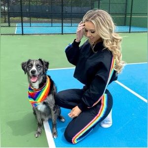 Fabletics Carol Stripe Woven Jacket & Joggers Set